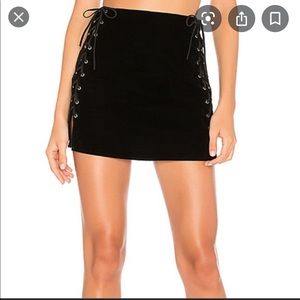 NEVER WORN black velvet lace-up skirt.